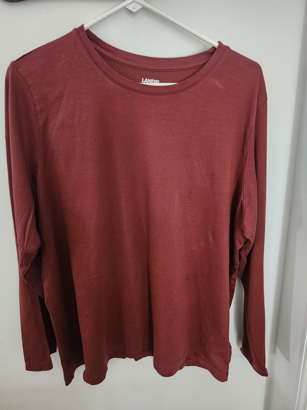 Lands' End Women's Long-Sleeve Crewneck Top - Brick